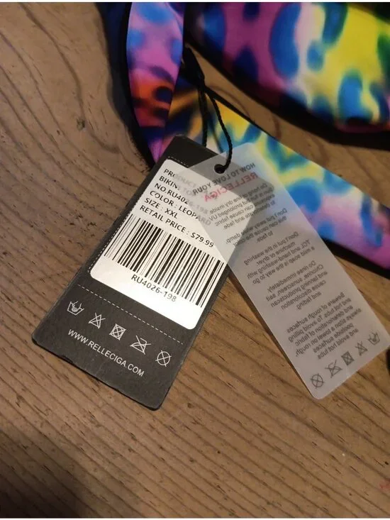 Relleciga Leopard Halter Bikini Top Womens XXL Purple Multicolor Padded Sexy NWT - Picture 6 of 6